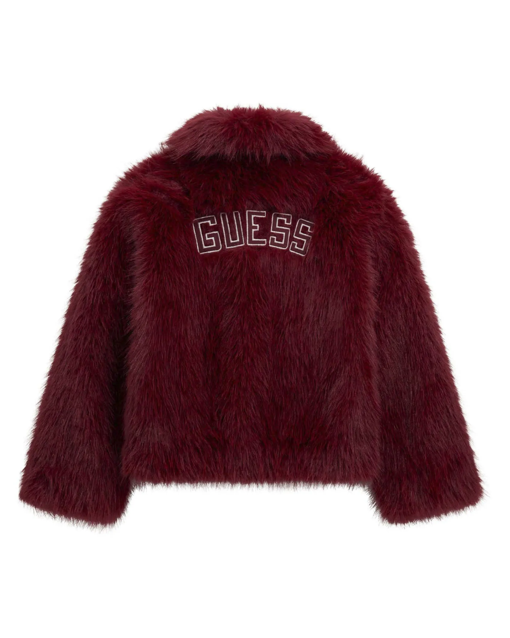 Ecopelliccia Guess color vinaccia con tasche e colletto