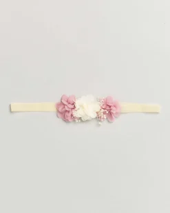 Fascetta avorio con fiori bicolore e decorazioni
