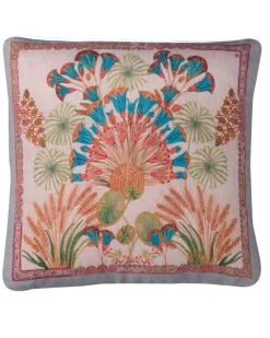 Federa per cuscino quadrato Papyro in lino e cotone con stampa piante esotiche multicolor