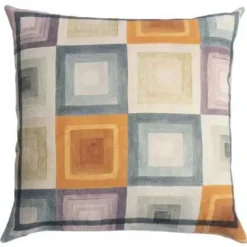 Federa per cuscino quadrato Loop in lino a fantasia geometrica multicolor