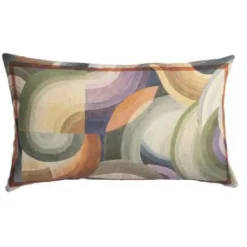 Federa per cuscino rettangolare Loop in lino a fantasia geometrica multicolor