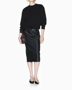 Felpa Armani Exchange nera in cotone con dettagli in maglia elasticizzata