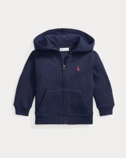 Felpa blu Polo Ralph Lauren in misto cotone con zip e cappuccio