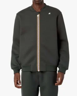 Felpa bomber K-way Abel Spacer verde militare con chiusura zip