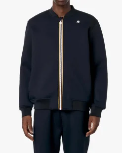 Felpa bomber K-way Abel Spacer blu con chiusura zip