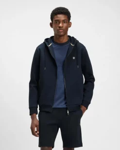 Felpa Boss blu con cappuccio e chiusura zip