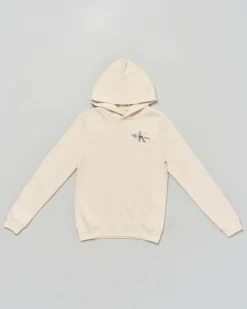 Felpa Calvin Klein beige a maniche lunghe e cappuccio