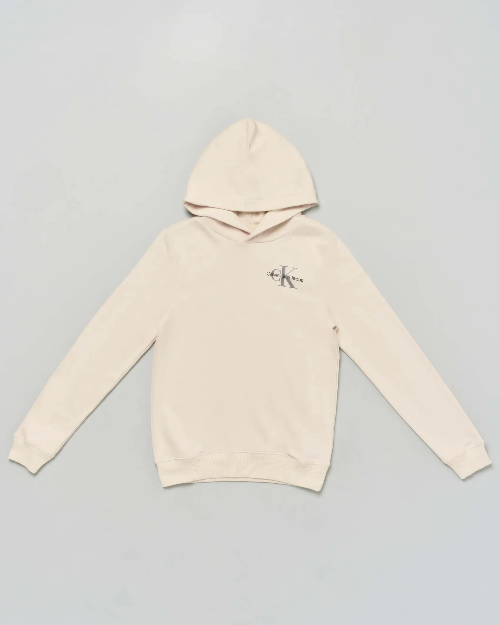 Felpa Calvin Klein beige a maniche lunghe e cappuccio