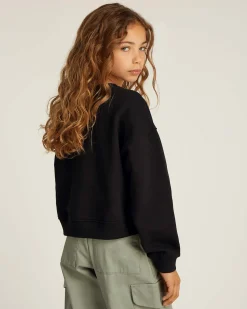 Felpa Calvin Klein nera cropped in cotone con logo argento glitterato