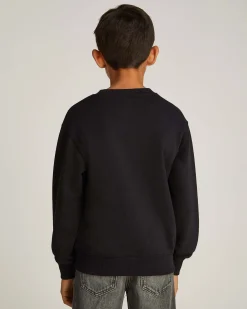 Felpa Calvin Klein nera girocollo in cotone con scritta logo Calvin Klein Jeans
