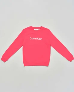 Felpa Calvin Klein rosa in puro cotone con scritta logo bianca