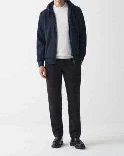 Felpa Colmar Originals blu con cappuccio chiusura zip e logo bollo applicato sulla manica