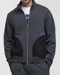 Felpa Colmar Originals grigio antracite con chiusura zip e tasche in nylon