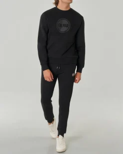 Felpa Colmar Originals nera girocollo con logo bollo applicato sul petto