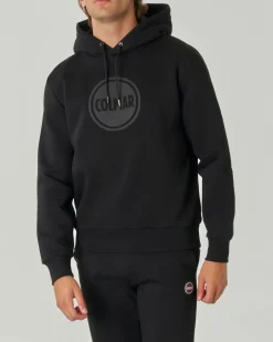 Felpa Colmar Originals nera con cappuccio e logo bollo applicato sul petto