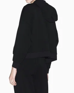 Felpa con cappuccio Armani Exchange nera in misto viscosa con dettagli in maglia