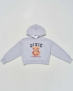 Felpa Dixie cropped grigio con cappuccio ed orsetto Real different
