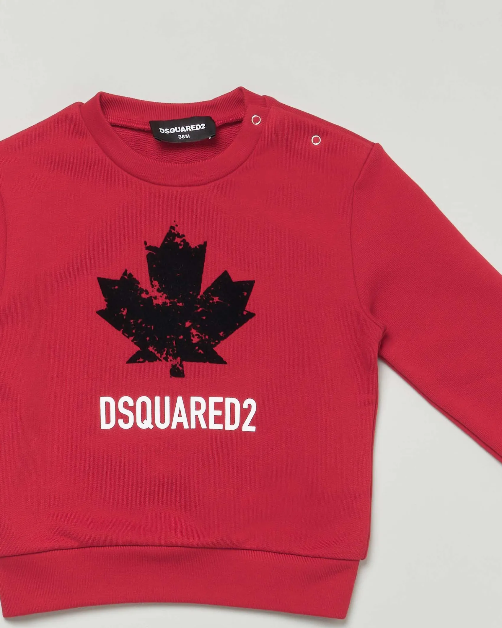 Felpa Dsquared2 rossa in puro cotone con foglia logo nera