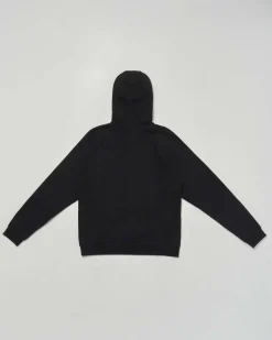 Felpa EA7 nera in cotone stretch con cappuccio e zip