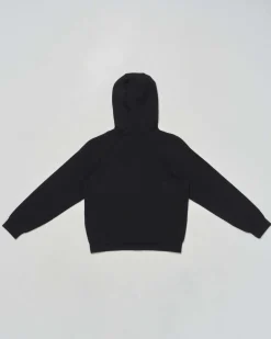Felpa EA7 nera in misto cotone stretch con cappuccio e zip