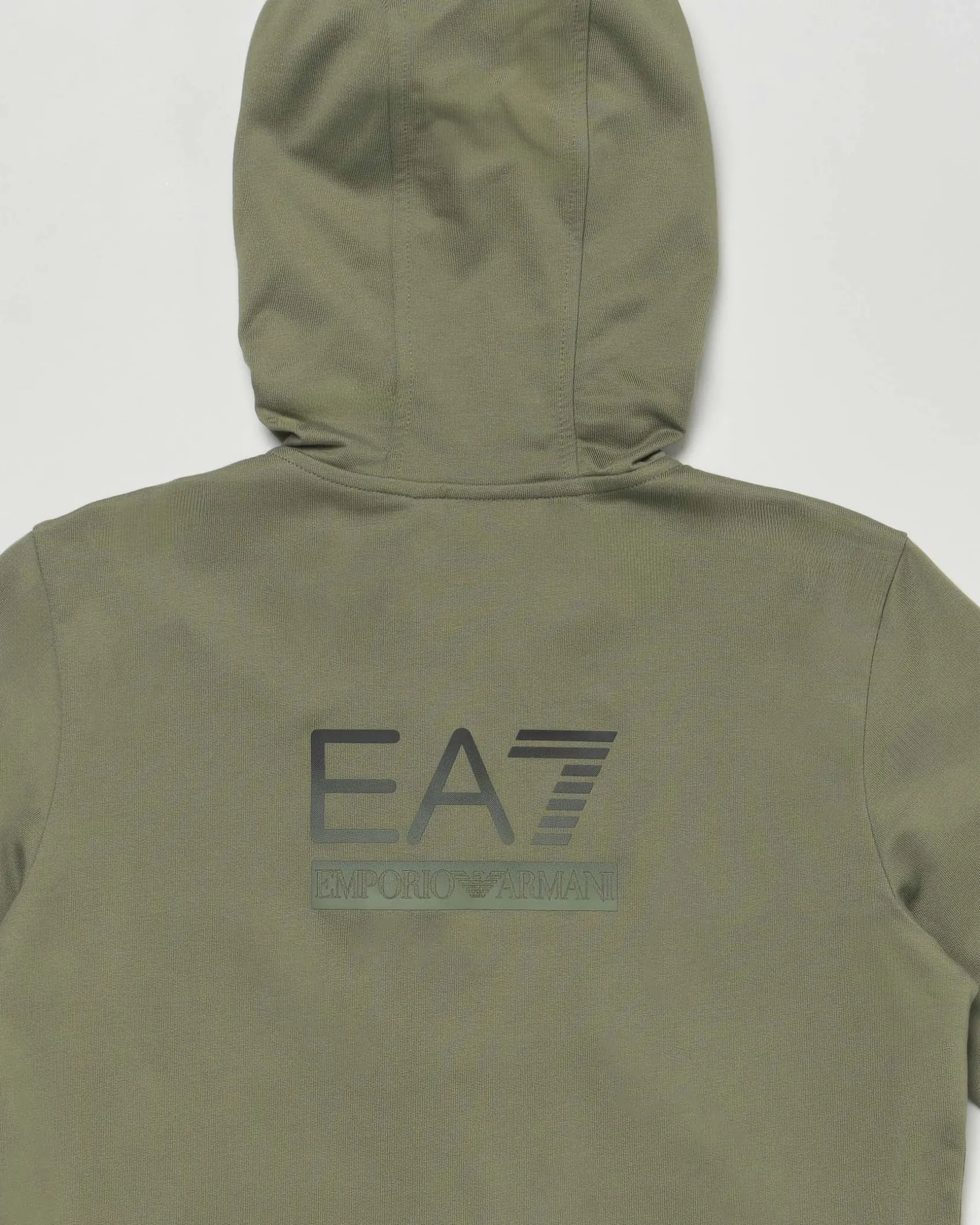 Felpa EA7 verde militare con cappuccio e zip