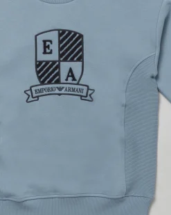 Felpa Emporio Armani avio in misto cotone con ricamo logo college