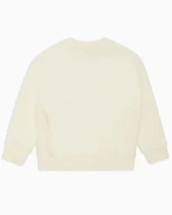 Felpa Emporio Armani panna in misto cotone con logo stemma college