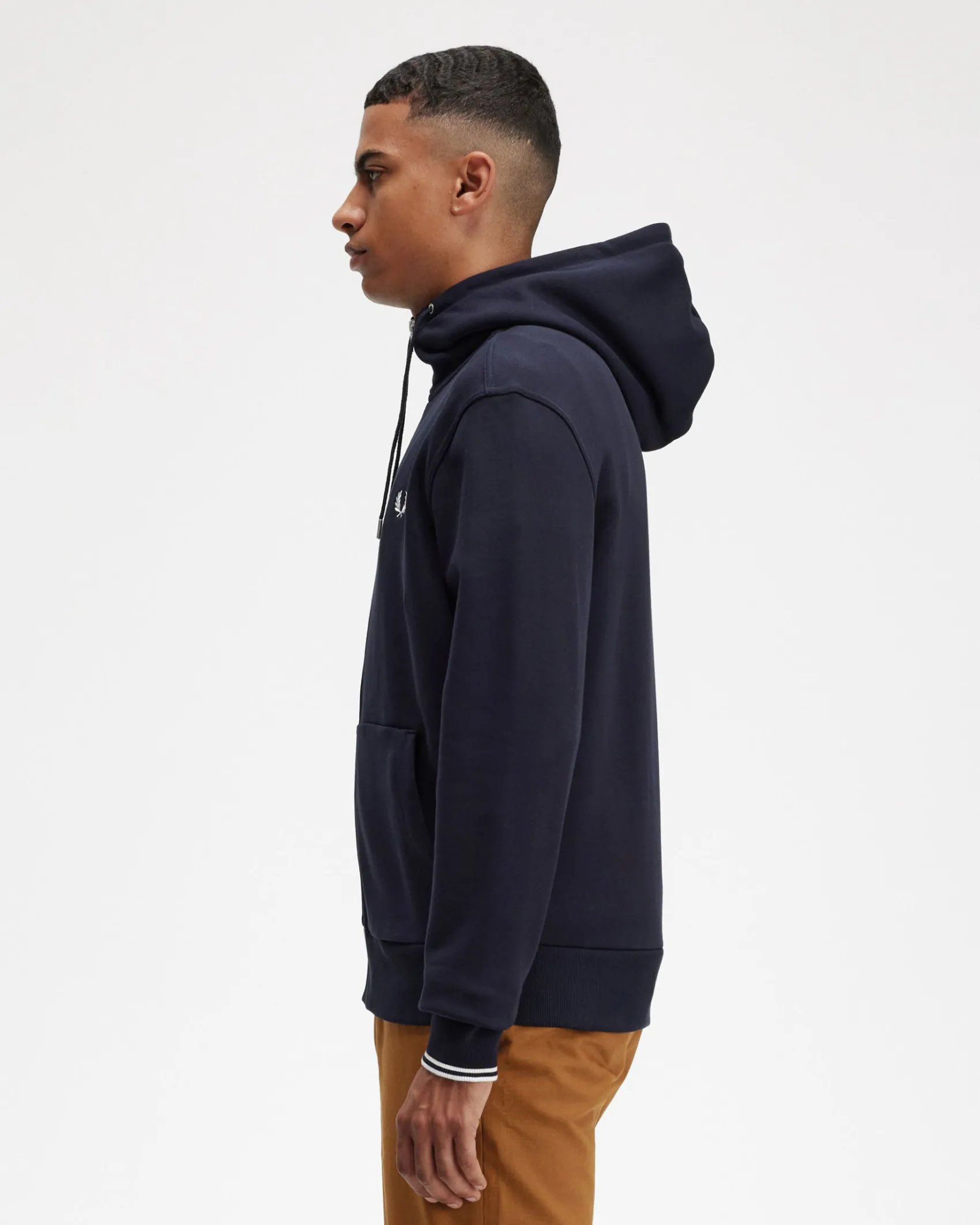 Felpa Fred Perry blu con cappuccio e chiusura zip
