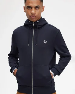 Felpa Fred Perry blu con cappuccio e chiusura zip