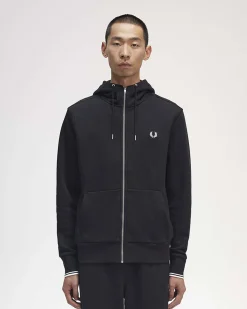 Felpa Fred Perry nera con cappuccio e chiusura zip