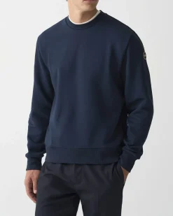 Felpa girocollo Colmar Originals blu con logo bollo applicato sulla manica