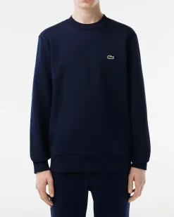 Felpa girocollo Lacoste blu con logo ricamato sul petto