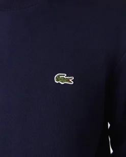 Felpa girocollo Lacoste blu con logo ricamato sul petto