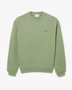 Felpa girocollo Lacoste loose-fit verde salvia con logo tono su tono