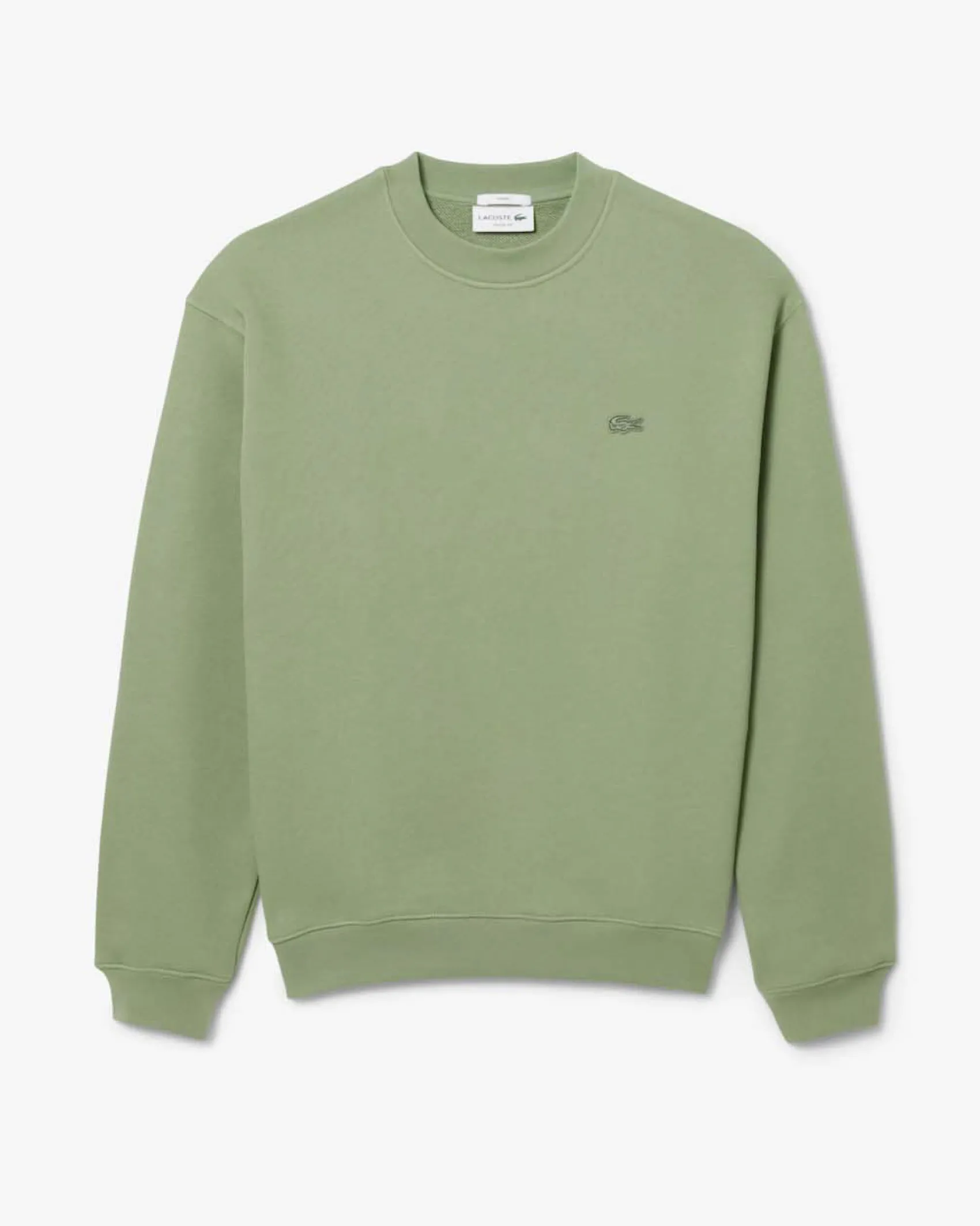 Felpa girocollo Lacoste loose-fit verde salvia con logo tono su tono
