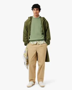 Felpa girocollo Lacoste loose-fit verde salvia con logo tono su tono