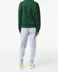 Felpa girocollo Lacoste verde con logo ricamato sul petto