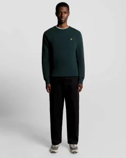 Felpa girocollo Lyle & Scott verde scuro con logo aquila gialla ricamato sul petto