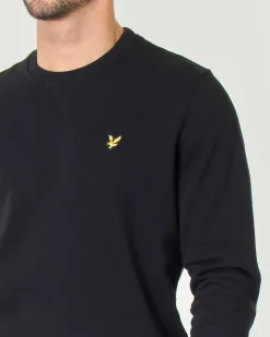 Felpa girocollo pesante Lyle & Scott nera con logo aquila gialla