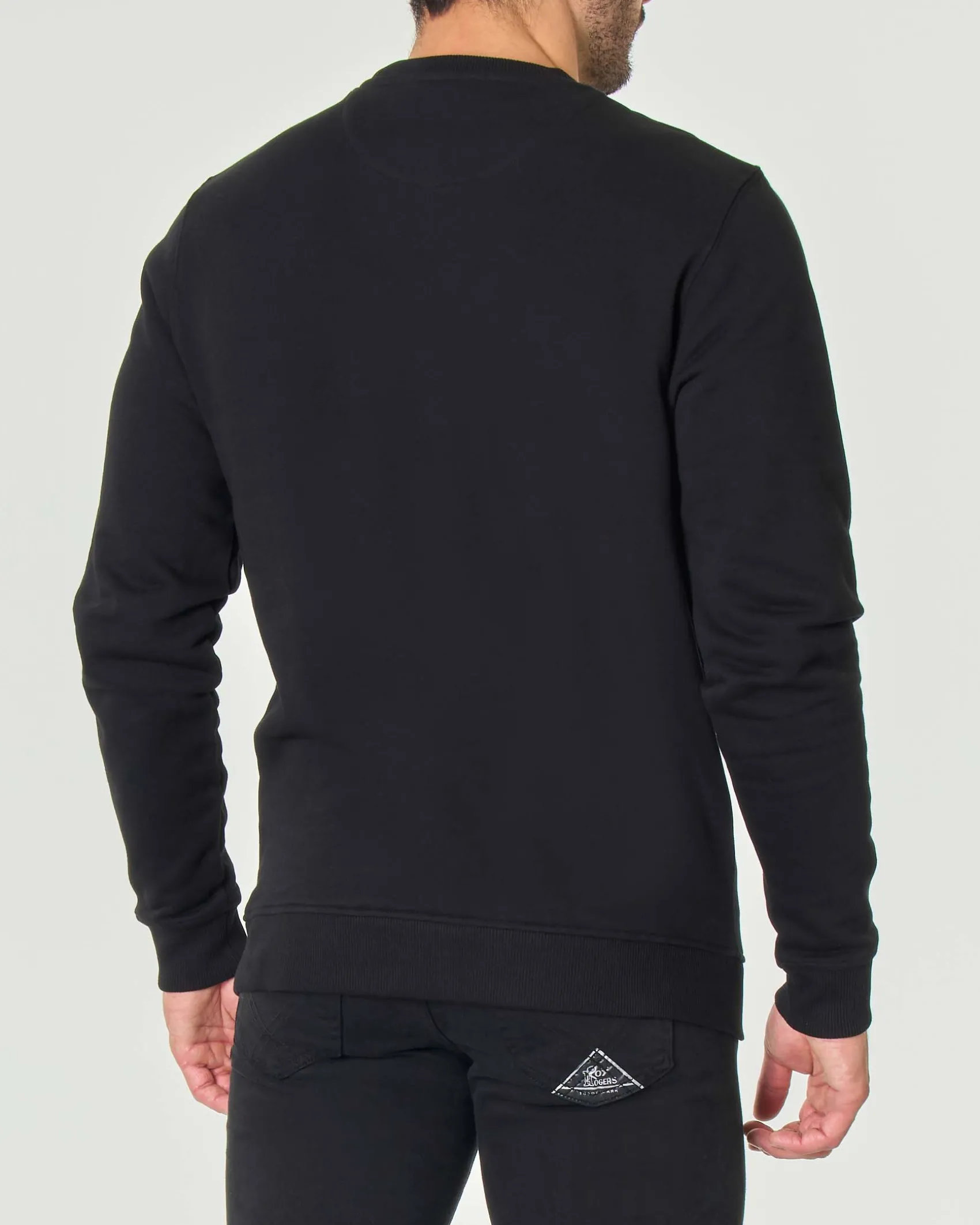 Felpa girocollo pesante Lyle & Scott nera con logo aquila gialla