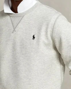Felpa girocollo Polo Ralph Lauren grigia in interlock di cotone con logo pony ricamato