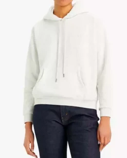 Felpa grigio chiaro melange Levi's® in misto cotone felpaco con cappuccio e logo ricamato