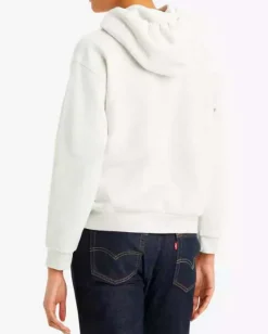 Felpa grigio chiaro melange Levi's® in misto cotone felpaco con cappuccio e logo ricamato