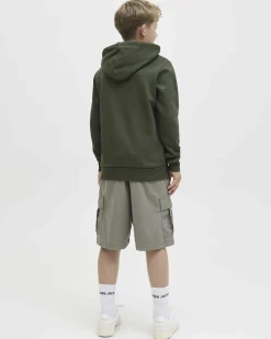 Felpa Jack & Jones verde militare a maniche lunghe con cappuccio e scritta logo