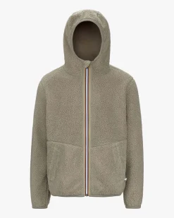 Felpa Jack Sherpa Polar color sabbia in pile reversibile in sherpa con cappuccio e chiusura a cerniera