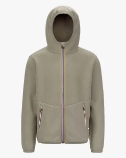 Felpa Jack Sherpa Polar color sabbia in pile reversibile in sherpa con cappuccio e chiusura a cerniera