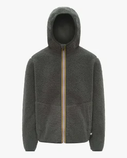 Felpa Jack Sherpa Polar verde militare in pile reversibile in sherpa con cappuccio e chiusura a cerniera