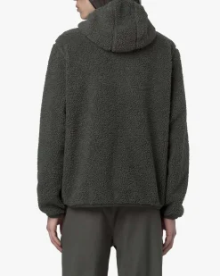 Felpa Jack Sherpa Polar verde militare in pile reversibile in sherpa con cappuccio e chiusura a cerniera