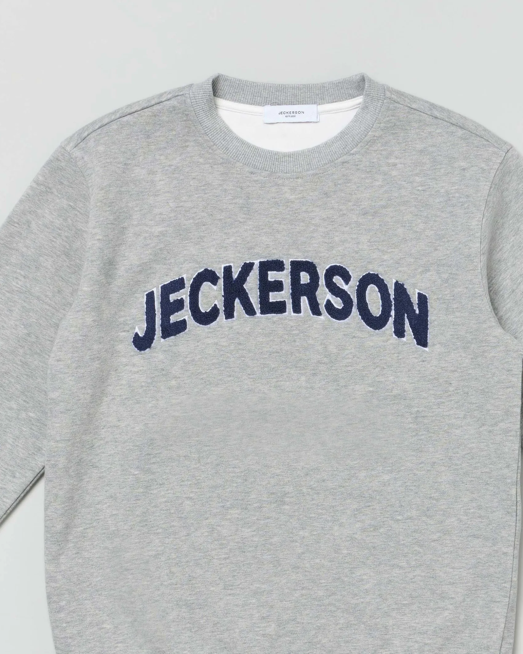 Felpa Jeckerson grigia in cotone con scritta logo blu spugna
