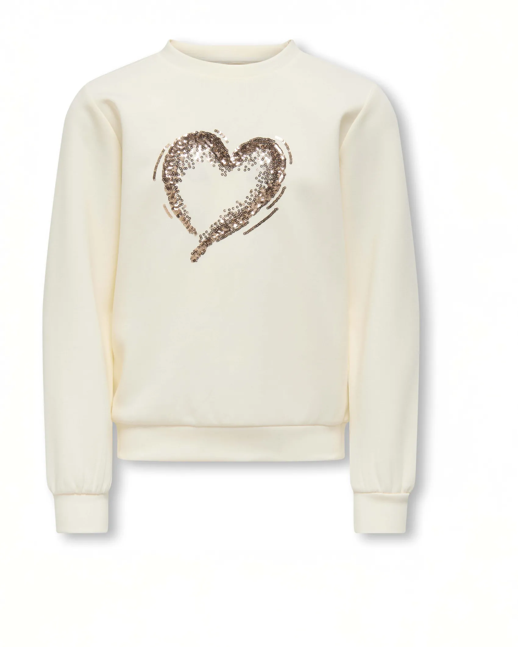 Felpa Kids Only avorio con cuore in paillettes